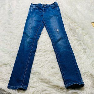 Justice Jeans Girls 14 Super Skinny Distressed Mid Rise Stretch Jeans